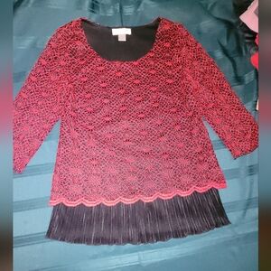 Red/black Dressy Womens Petite Medium Top